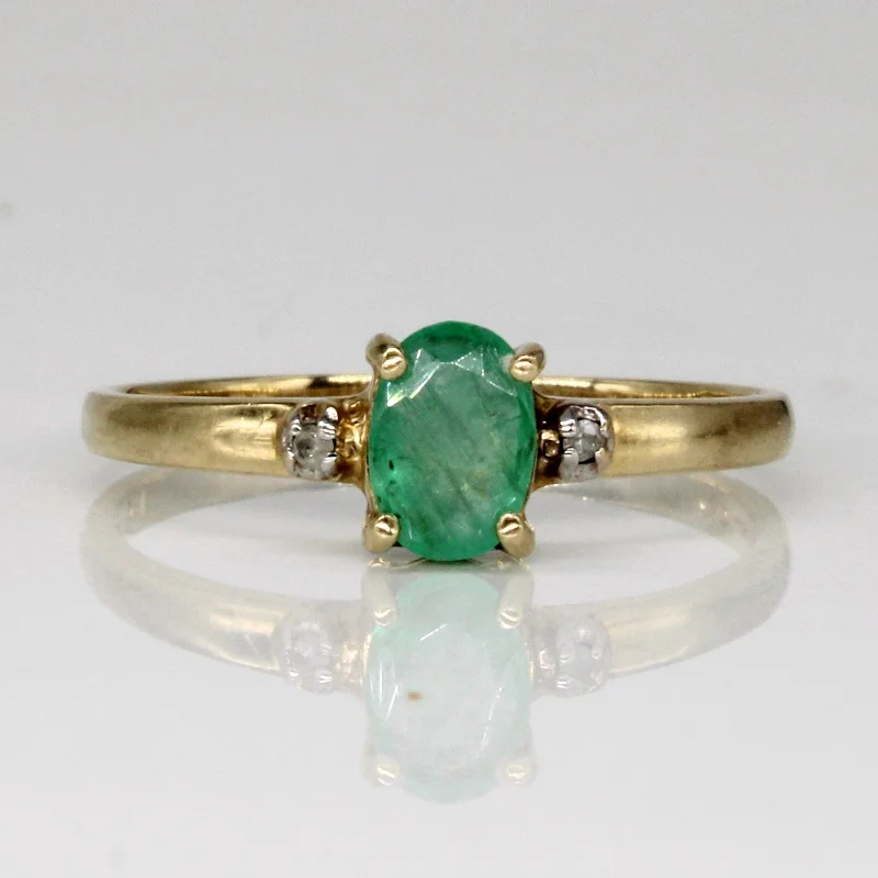 Emerald & Diamond Three Stone Ring | 0.40ct, 0.01ctw | SZ 6.75 |