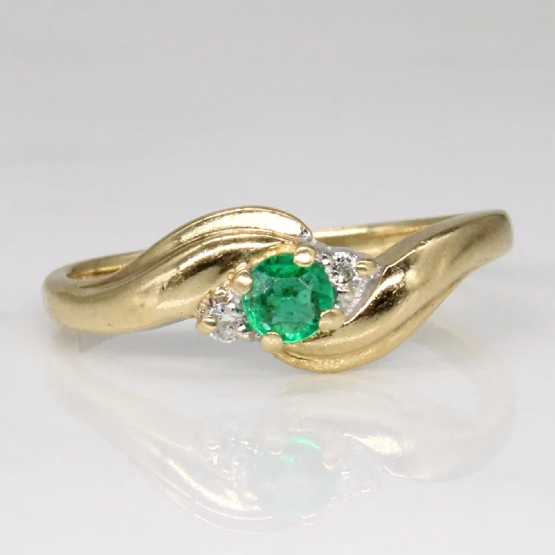 Three Stone Emerald & Diamond Ring | 0.11ct, 0.02ctw | SZ 6 |