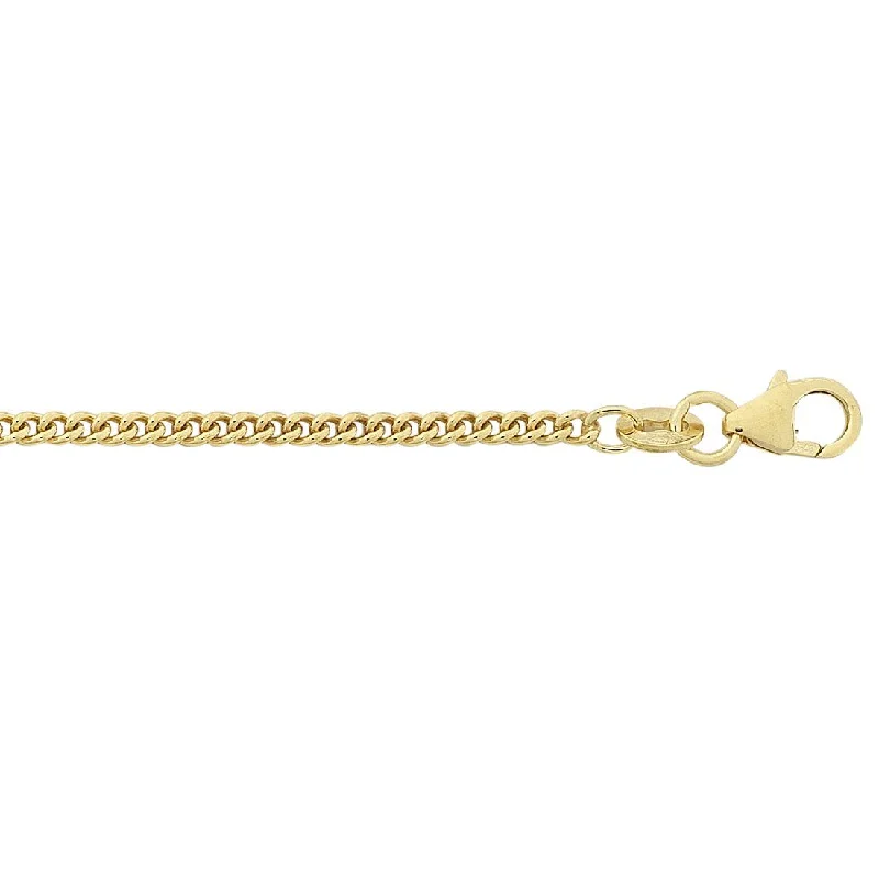 9ct Yellow Gold Silver Infused Curb Chain Necklace 75cm