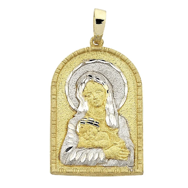 9ct Two Tone Gold Madonna In Arched Door Pendant