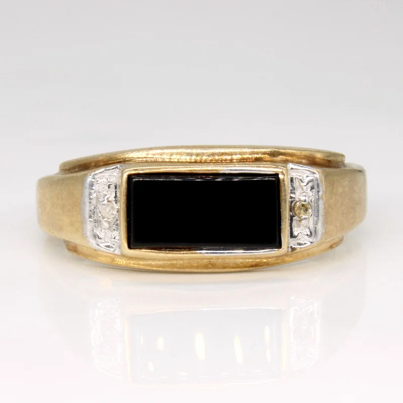 Onyx & Diamond Ring | 0.78ct, 0.01ctw | SZ 11.5 |