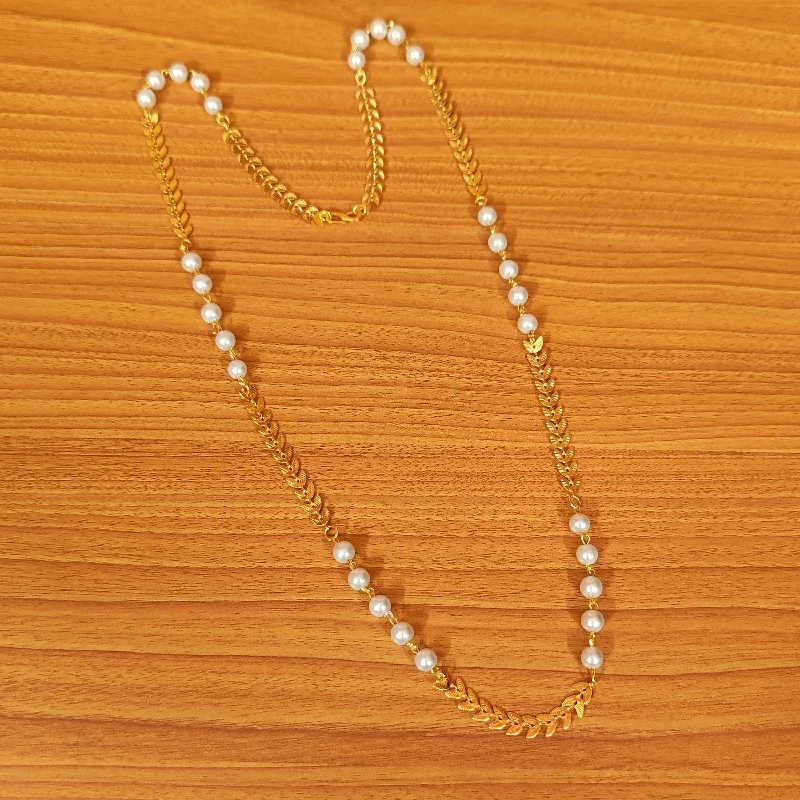 WOMEN'S LEAF PATTERN WHITE PEARL NECKLACE