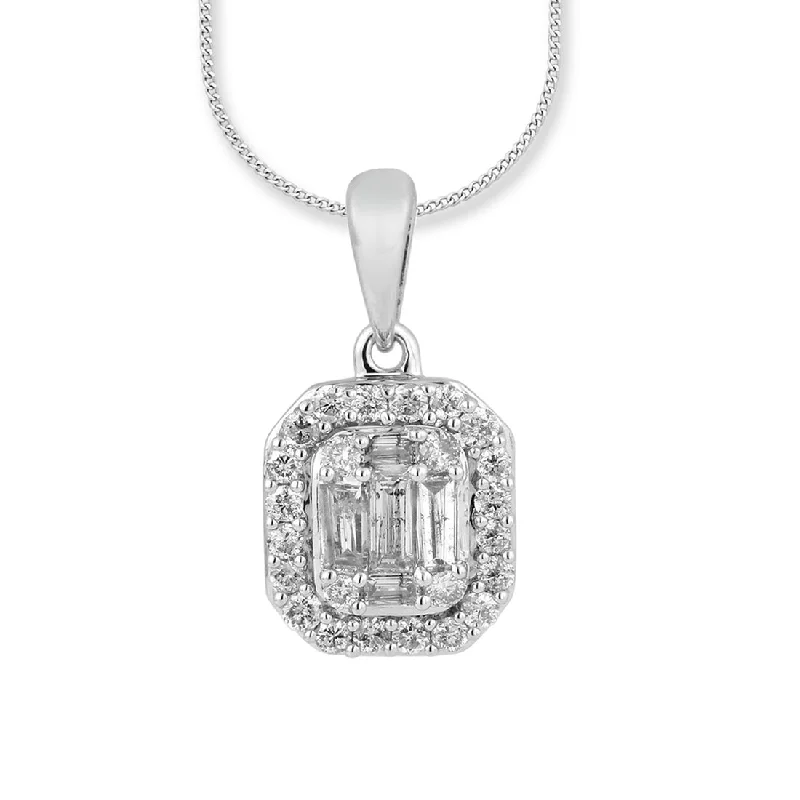 9ct White Gold 0.38ct Diamond Necklace