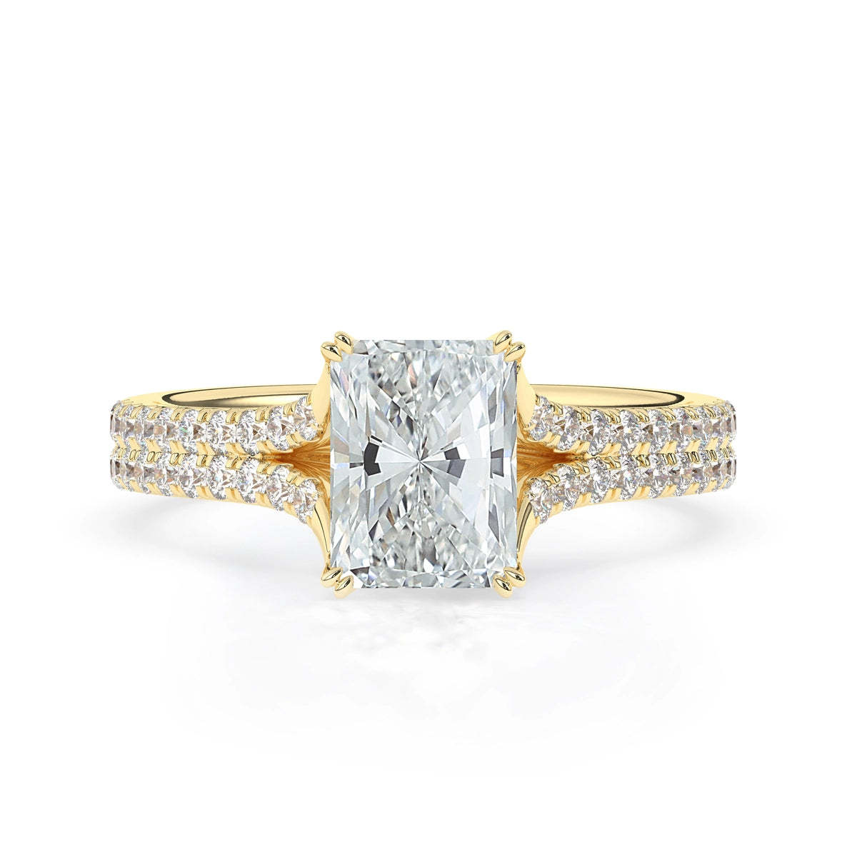 2.0CT Radiant Cut Pear Cut Split Shank Moissanite Engagement Ring