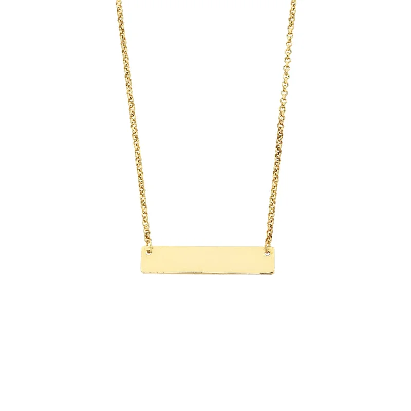 9ct Yellow Gold Silver Infused Rectangle ID Necklace