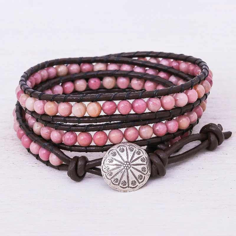 Choco Pink Hand-Woven Beaded Wrap Bracelet