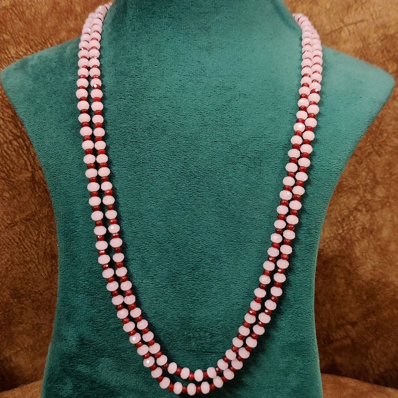 Baby Pink & Maroon 2 Line Necklace