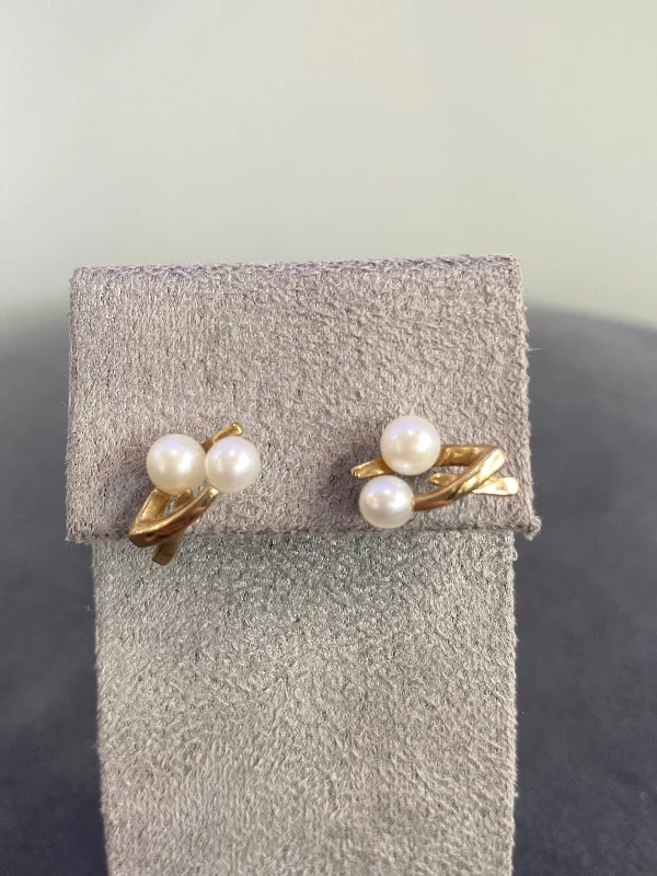 Fancy Pearl Stud Earrings - 9ct Yellow Gold