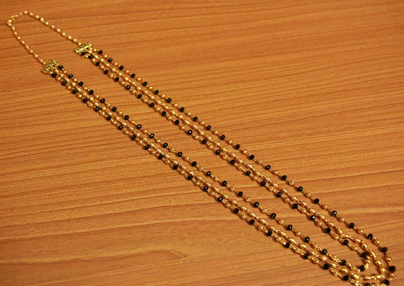 Black & Gold Bead Ethnic Long Necklace