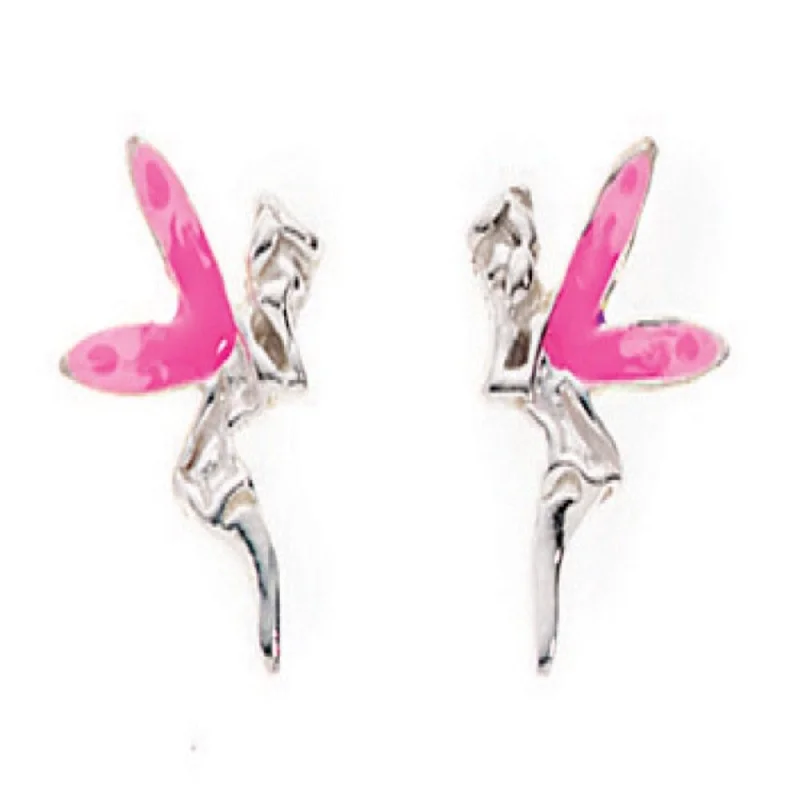 Pink Winged Fairy Stud Earrings