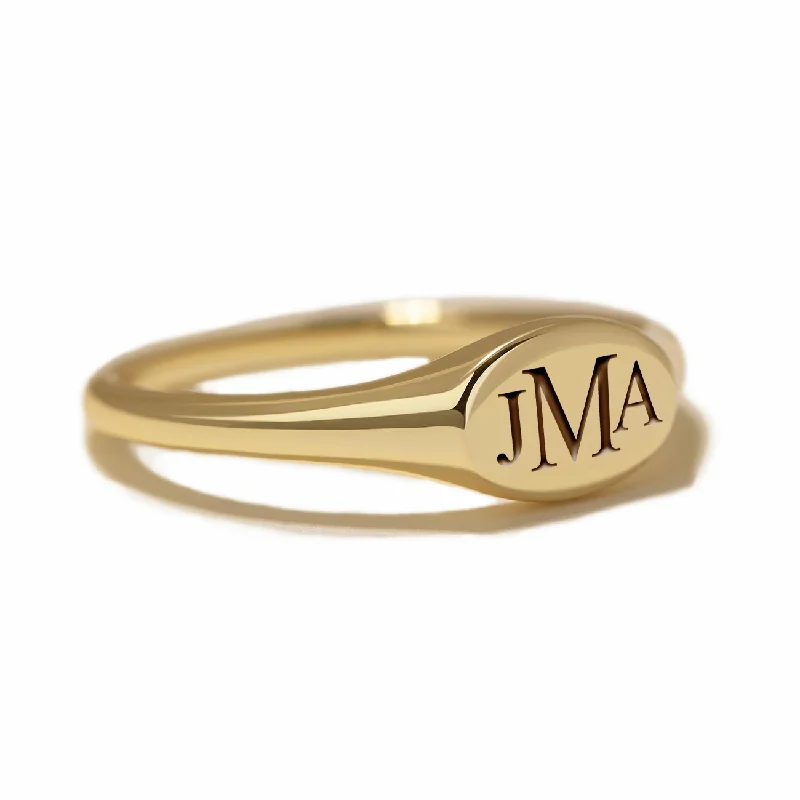 Engraved Monogram Oval Signet Ring