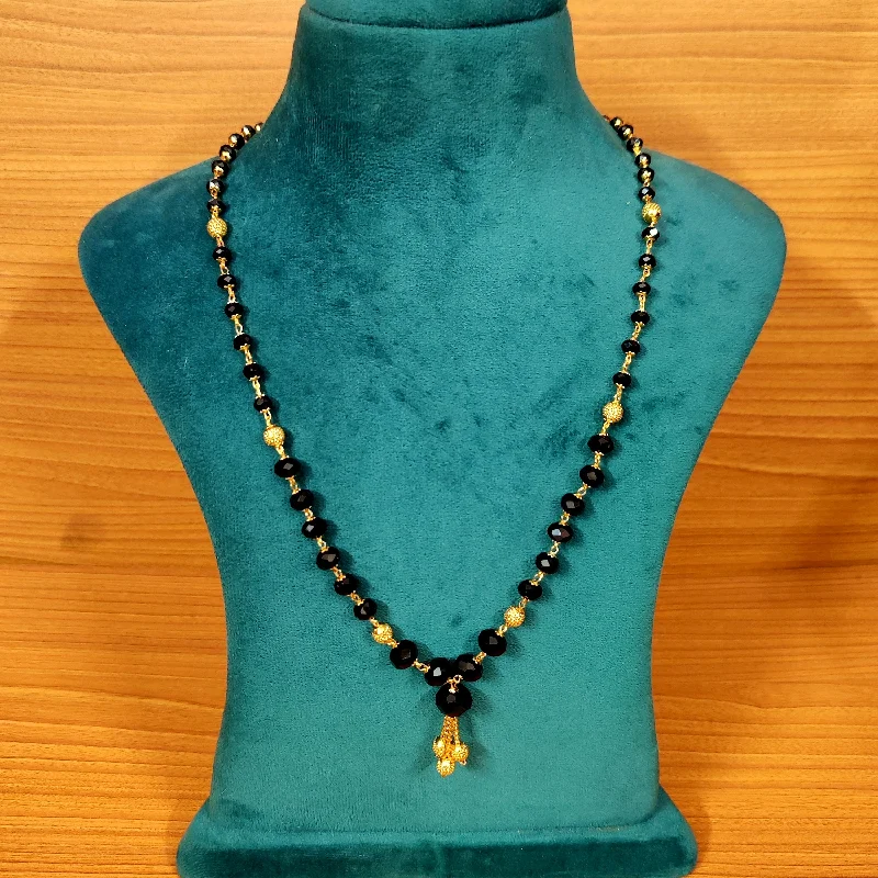 GOLD BALL & BLACK CRYSTAL SWAROWSKI NECKLACE