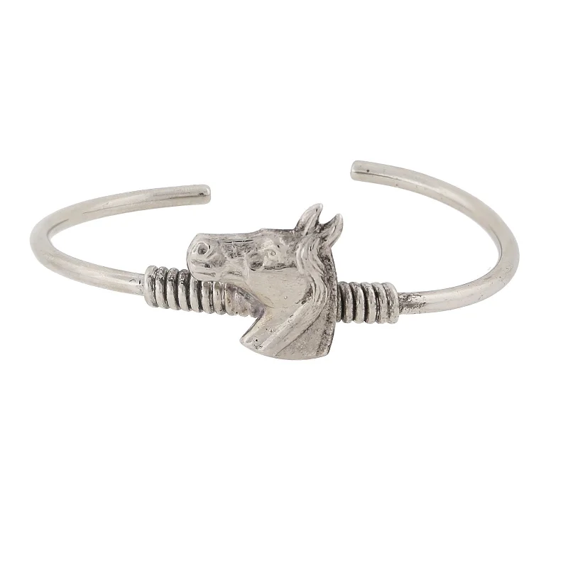 1928 Jewelry® Silver-Tone Horse Spring Hinge Bracelet