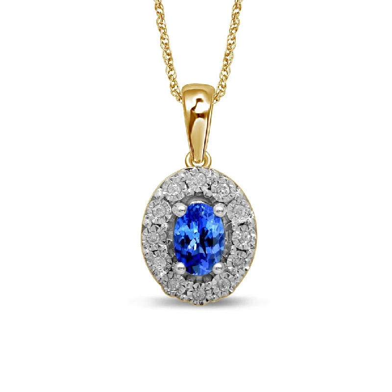 9ct Yellow Gold Diamond Set Tanzanite Necklace