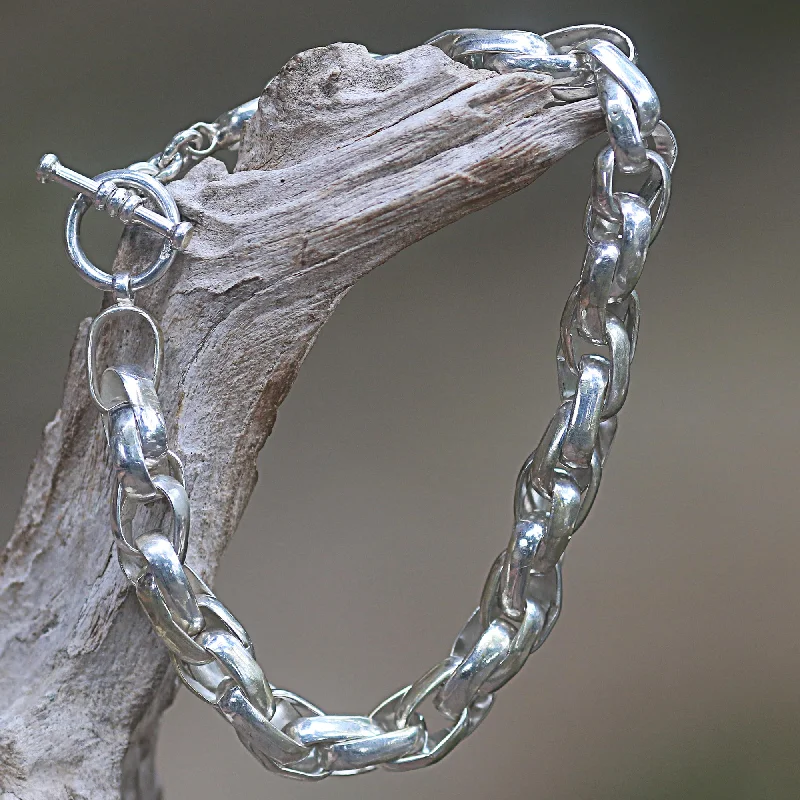 Overdrive Hand Crafted Men's Sterling Silver Chain Bracelet from Bali