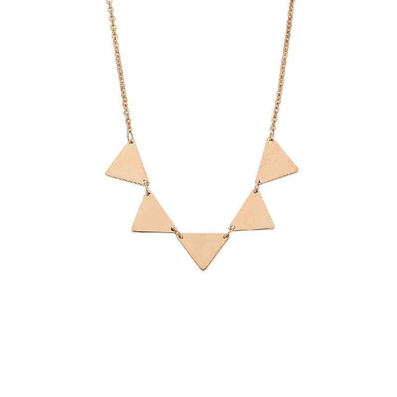 9ct Rose Gold Silver Infused 5 Triangle Necklace