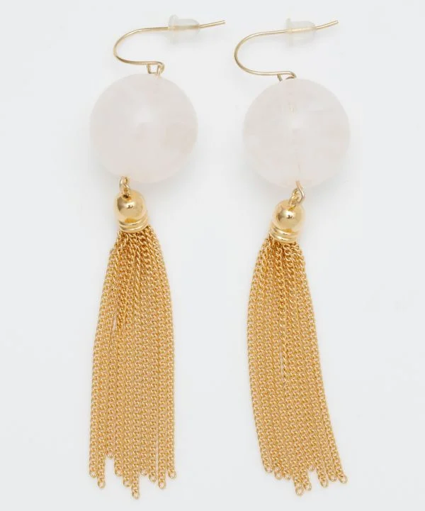 Clear Ball Tassel Statement Earrings