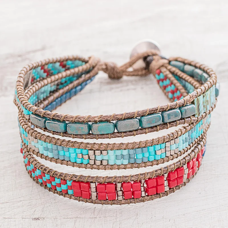 Atitlan Path Glass Beaded Wristband Bracelet Handcrafted in Guatemala