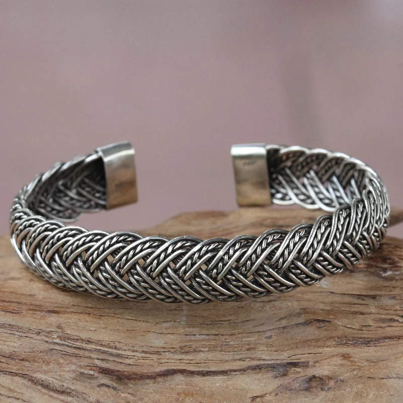 In Braids Balinese Braided Sterling Silver Cuff Bracelet