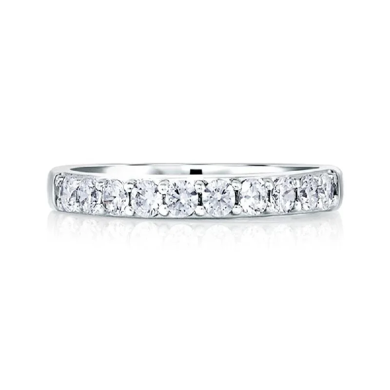 A.Jaffe Wedding Bands Classic Eleven Diamond Shared Prong Band with A.JAFFE Signature Shank MRS078/100