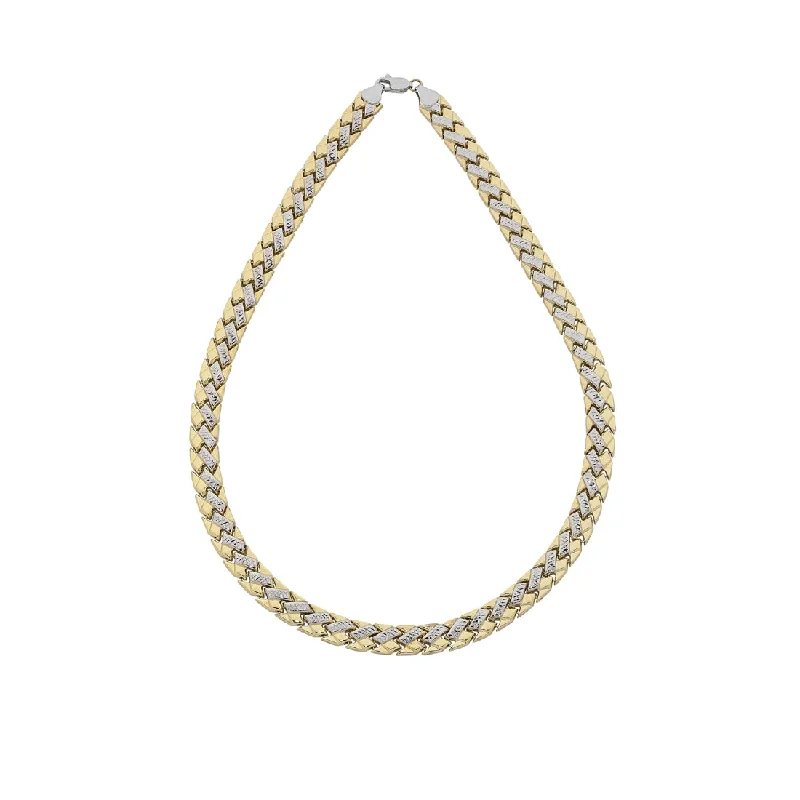 9ct Yellow Gold Silver Infused Fancy Two Tone Necklace