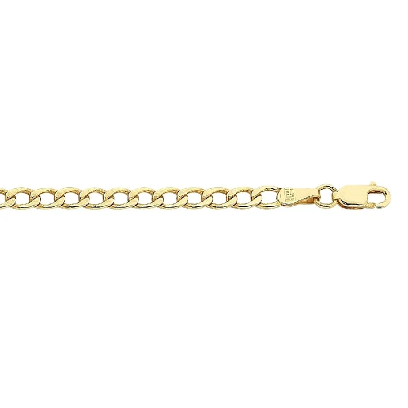 9ct Yellow Gold Silver Infused Curb Necklace 55cm