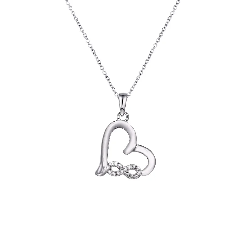 Sterling Silver Cubic Zirconia Infinity Heart Necklace