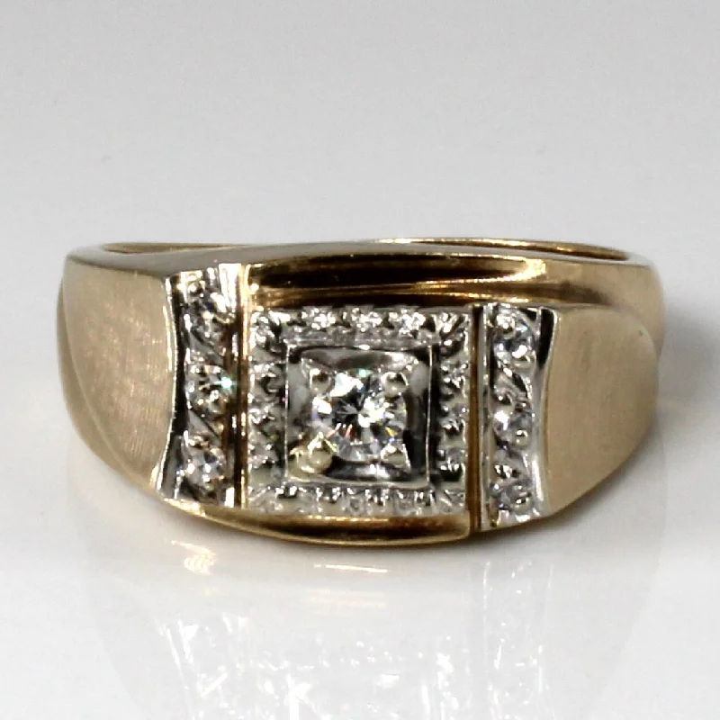 Grid Set Diamond Gold Ring | 0.23ctw | SZ 10 |