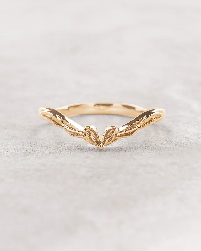 Minimalistic wedding band in nature inspired style / Adonis