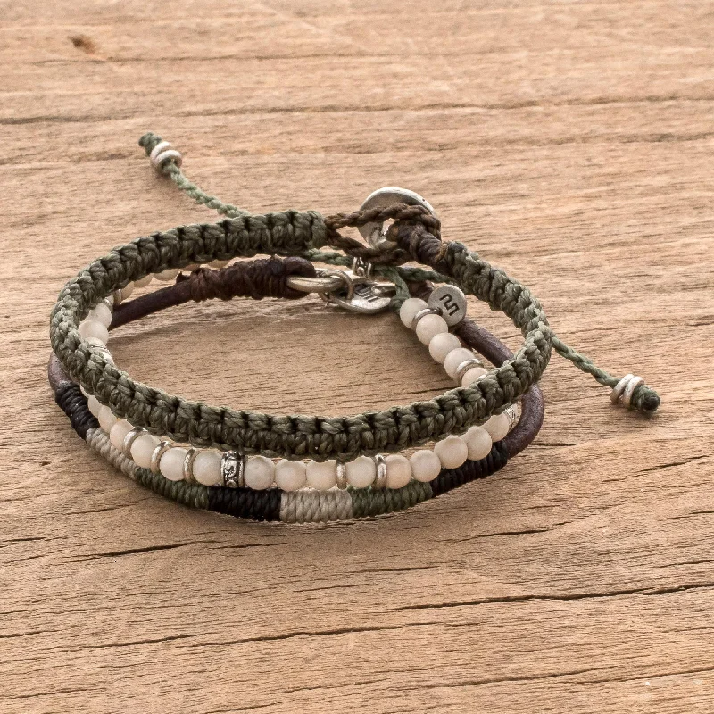 Highland Elements Neutral Tones Macrame Bracelets from Guatemala (Set of 3)