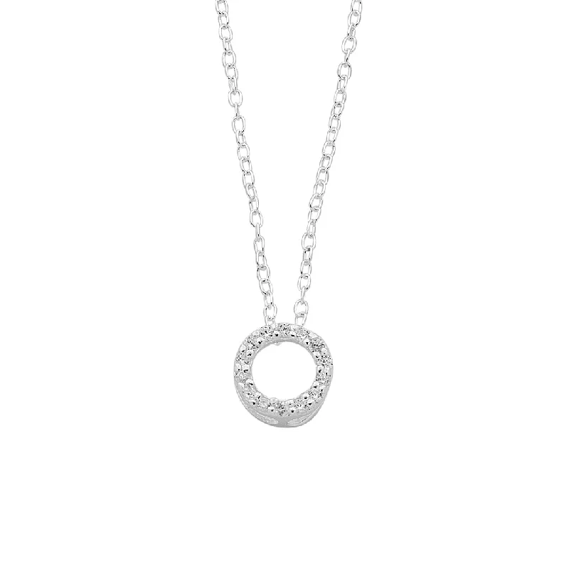 Sterling Silver Cubic Zirconia Floating Circle Necklace