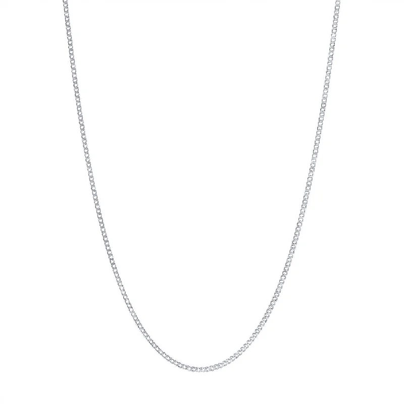 9ct White Gold Diamond Cut Curb Chain Necklace 50cm