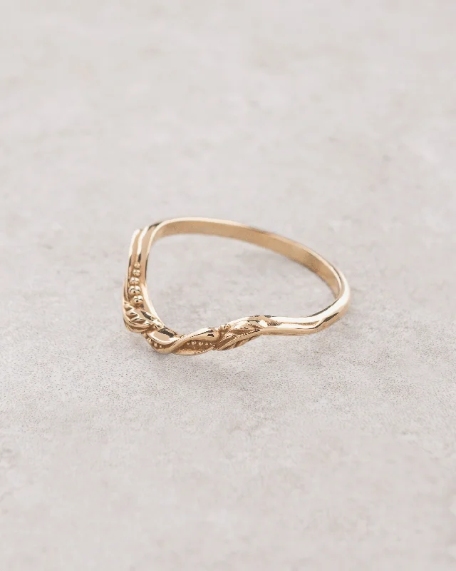 Simple leaf wedding band | Matching ring for Undina