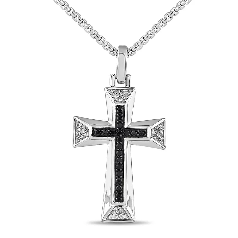 Brilliant Cross Necklace with 1/5ct of Diamonds in Sterling Silver