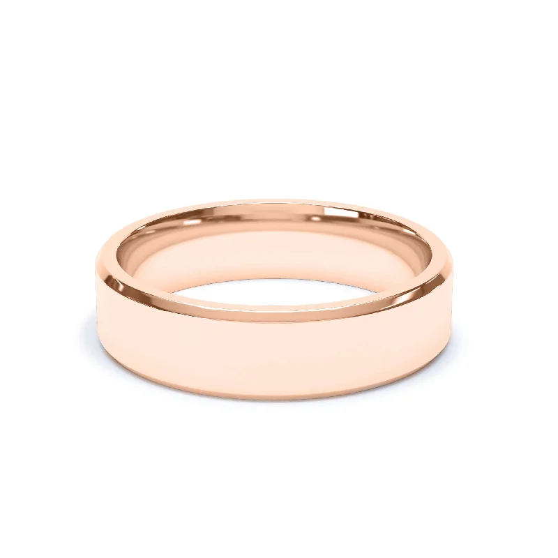 - Bevelled Edge Profile Wedding Ring 18k Rose Gold