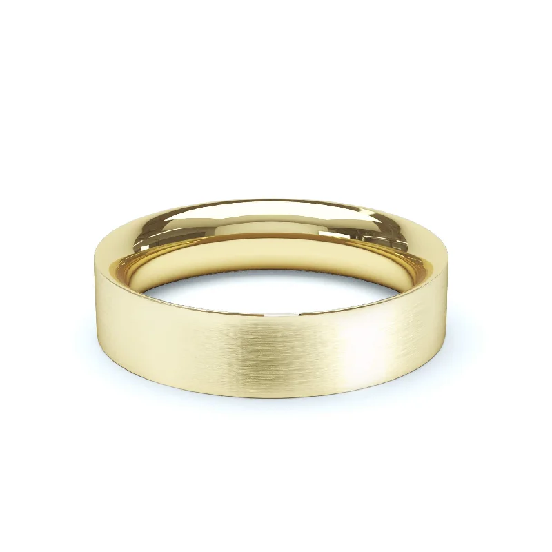 - Flat Court Profile Satin Polish Wedding Ring 18k Yellow Gold