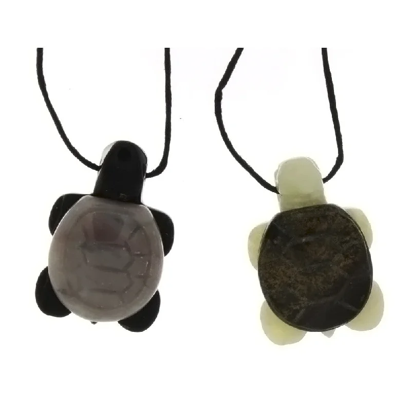 CORDED GEMSTONE VARIOUS TURTLE NECKLACE (10)