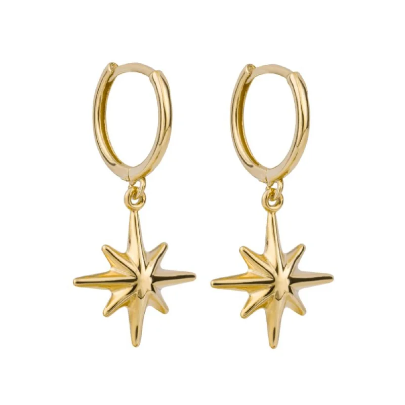 Starburst Charm Hoop Earrings - 9ct Gold