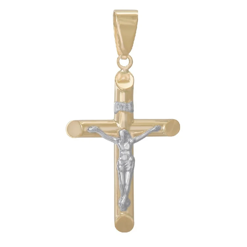 Cross Crucifix Pendant in 9ct Two Tone Gold