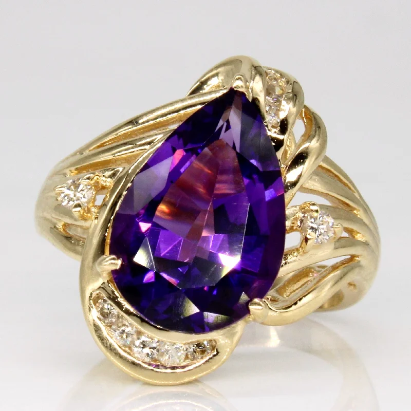 Amethyst & Diamond Cocktail Ring | 3.50ct, 0.15ctw | SZ 6.25 |