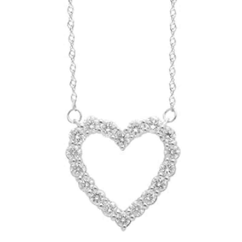 Heart Pendant Necklace with 1/2ct of Laboratory Grown Diamonds in Sterling Silver and Platinum