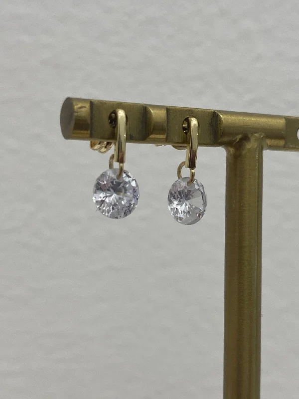 Drop CZ Earrings - 9ct Yellow Gold