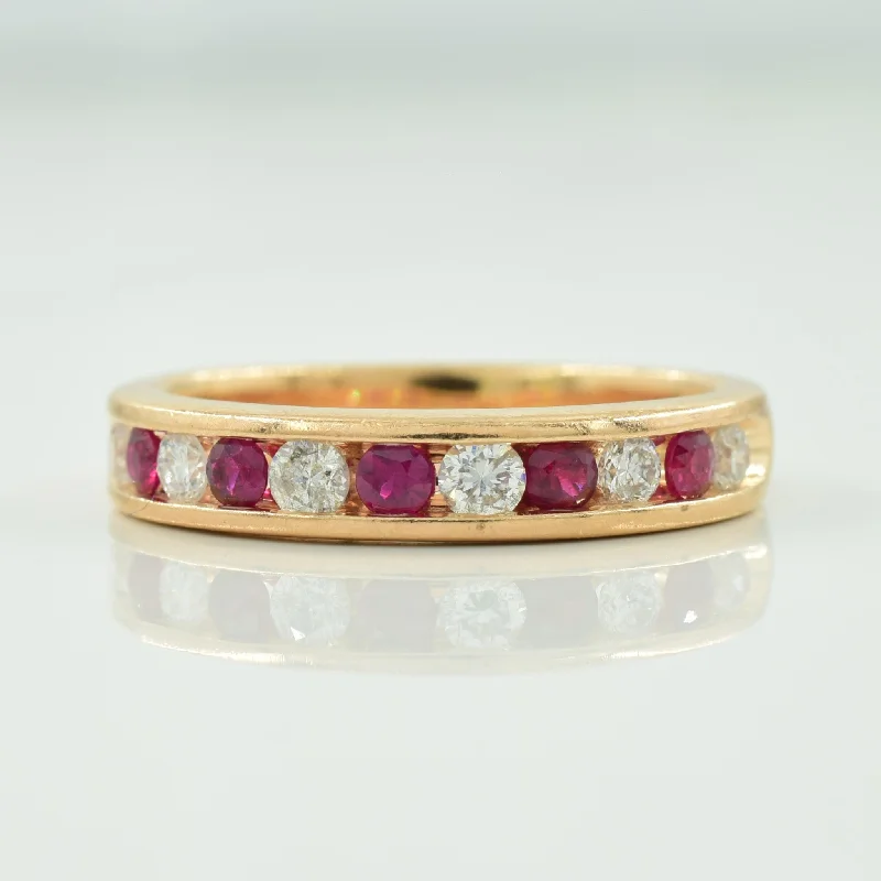 Channel Set Ruby & Diamond Ring | 0.35ctw, 0.29ctw | SZ 6.25 |