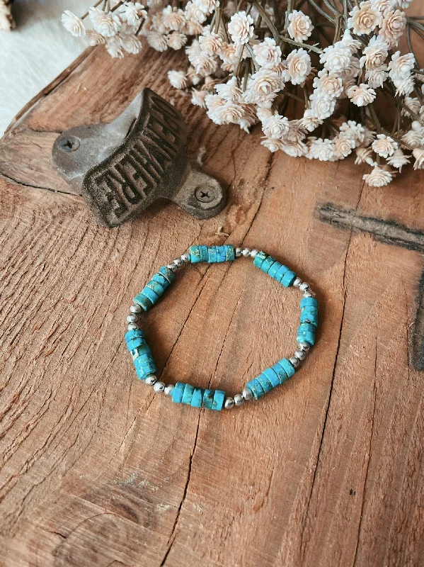 Handmade Turquoise Stretchy Gemstone Bracelet