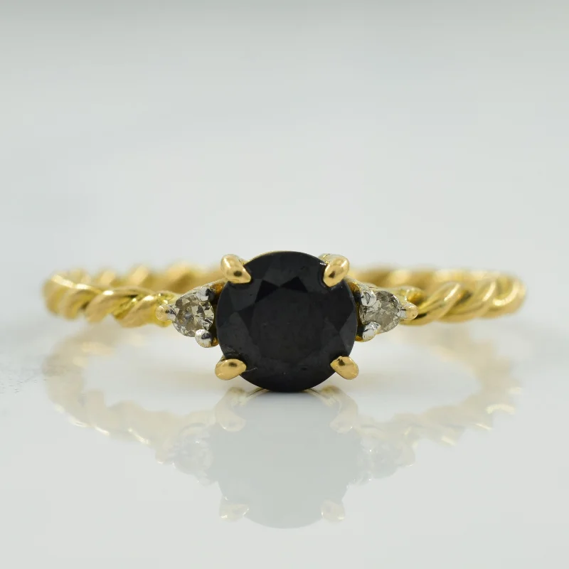 Black Sapphire & Diamond Ring | 0.55ct, 0.03ctw | SZ 5.75 |