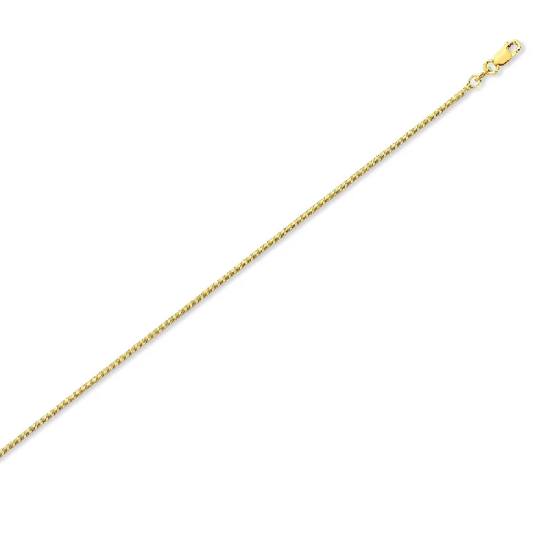 9ct Yellow Gold Silver Infused Square Snake Chain Necklace