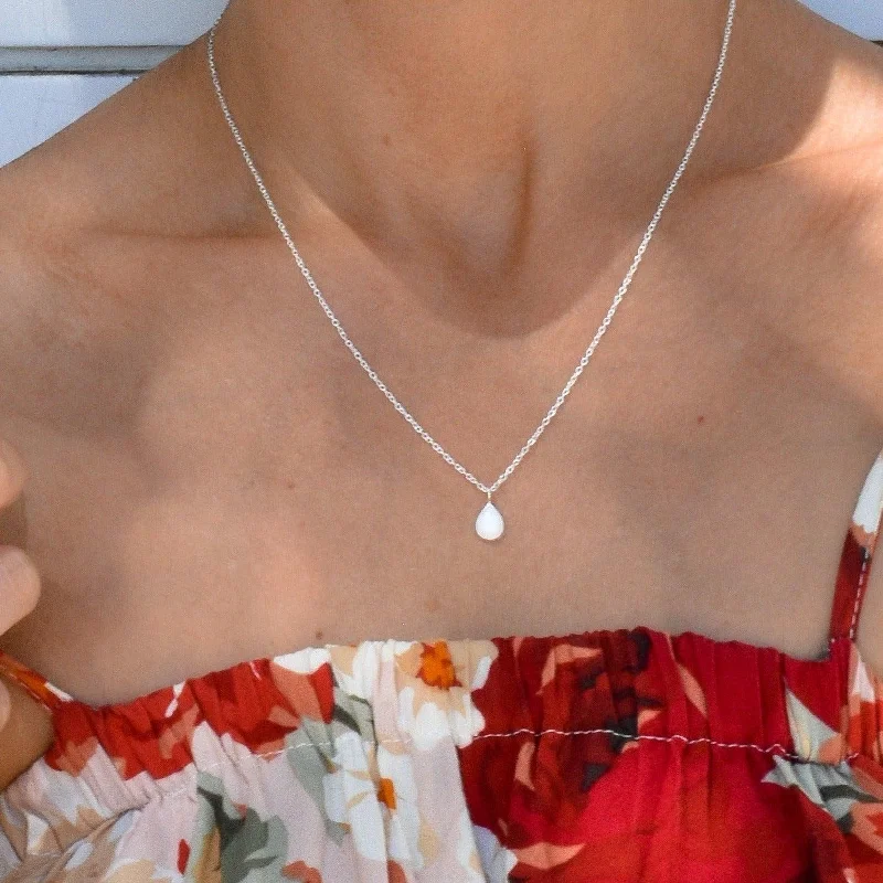 Dainty Tear Drop Opal Necklace