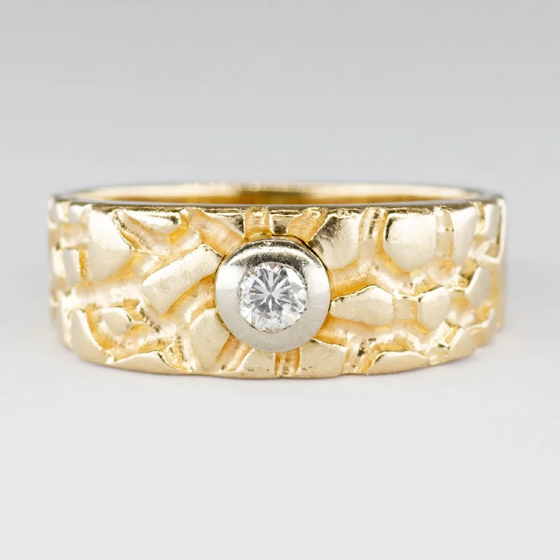 Bezel Set Diamond Textured Gold Ring | 0.15ct | SZ 7.75 |