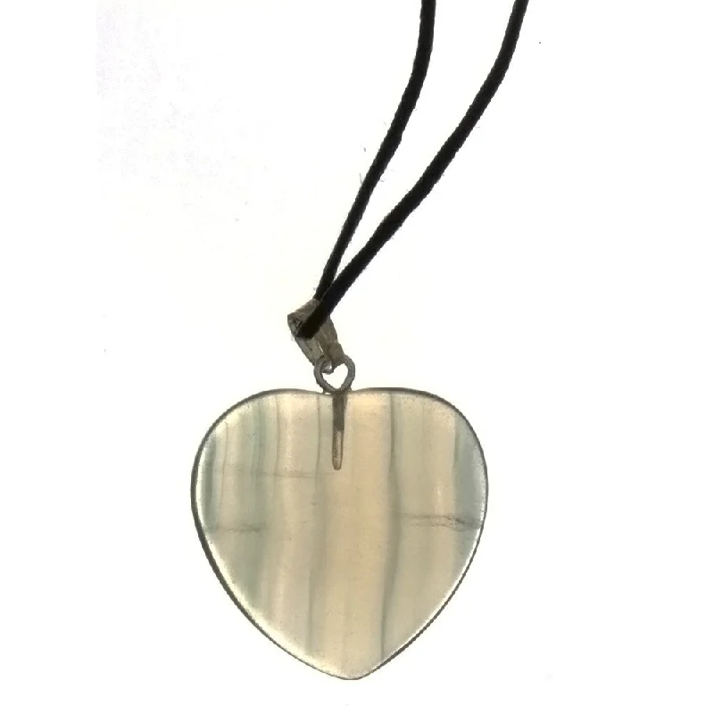 CORDED GEMSTONE FLUORITE HEART NECKLACE