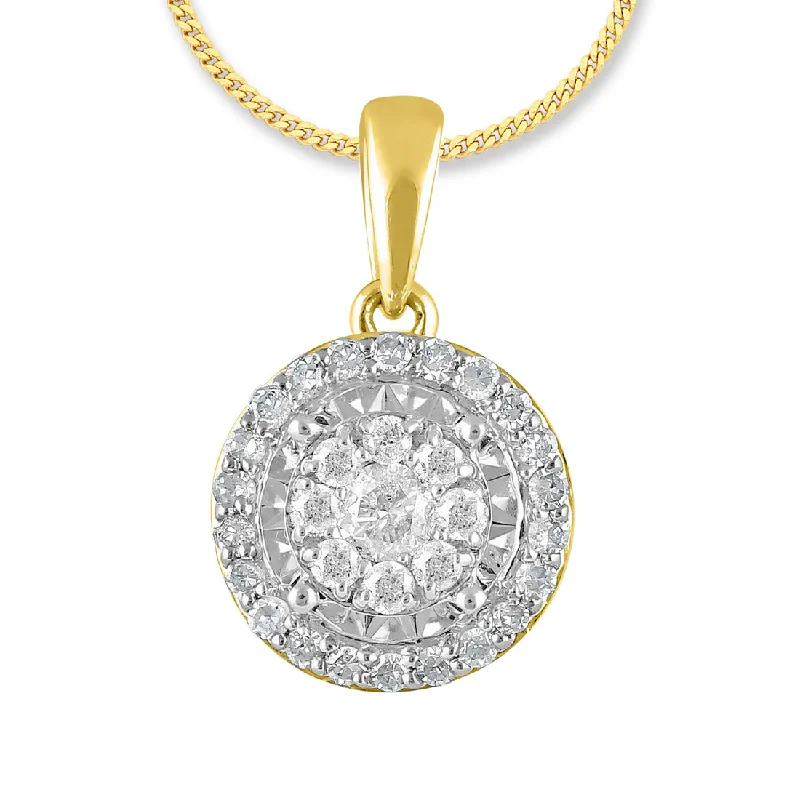 9ct Yellow Gold 0.25ct Diamond Drop Necklace